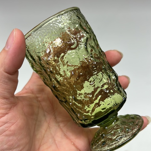 Vintage Anchor Hocking “Lido Milano”set of 2 small green footedglasses - Picture 6 of 7